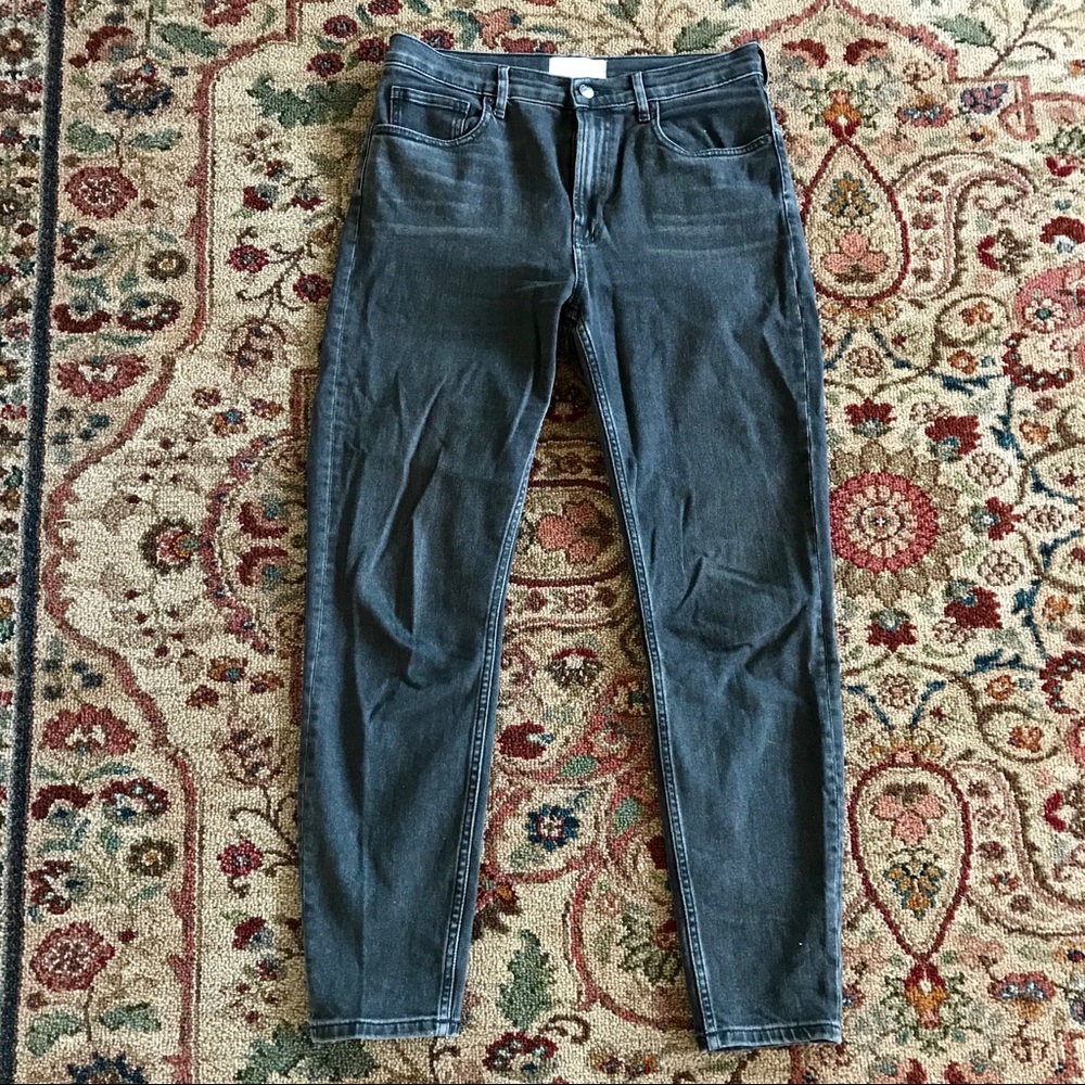 Everlane high-rise skinny jeans, black denim